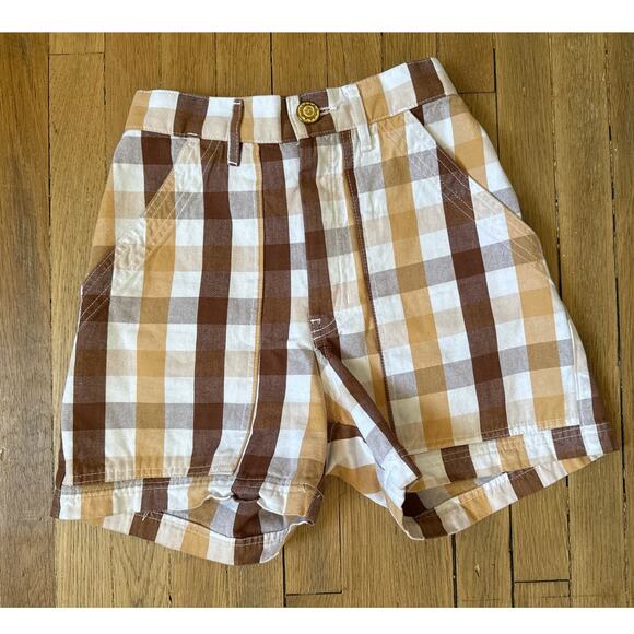 Big Bud Press Work Shorts in Brown & Tan Check Size XXS - Picture 1 of 5